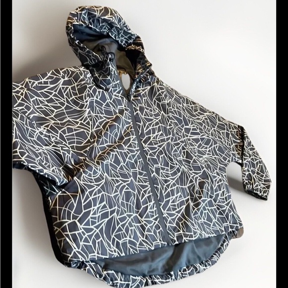 Traj3ctory Hooded RainJacket Windbreaker Abstract Dolman Sleeve Large cinchwaist - Picture 3 of 11